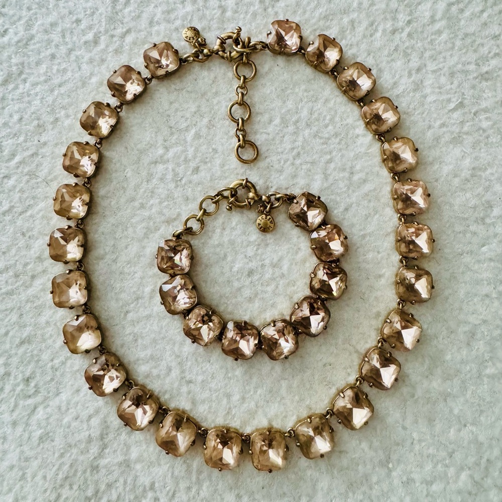 J. Crew Pale Pink & Gold Necklace & Bracelet Set